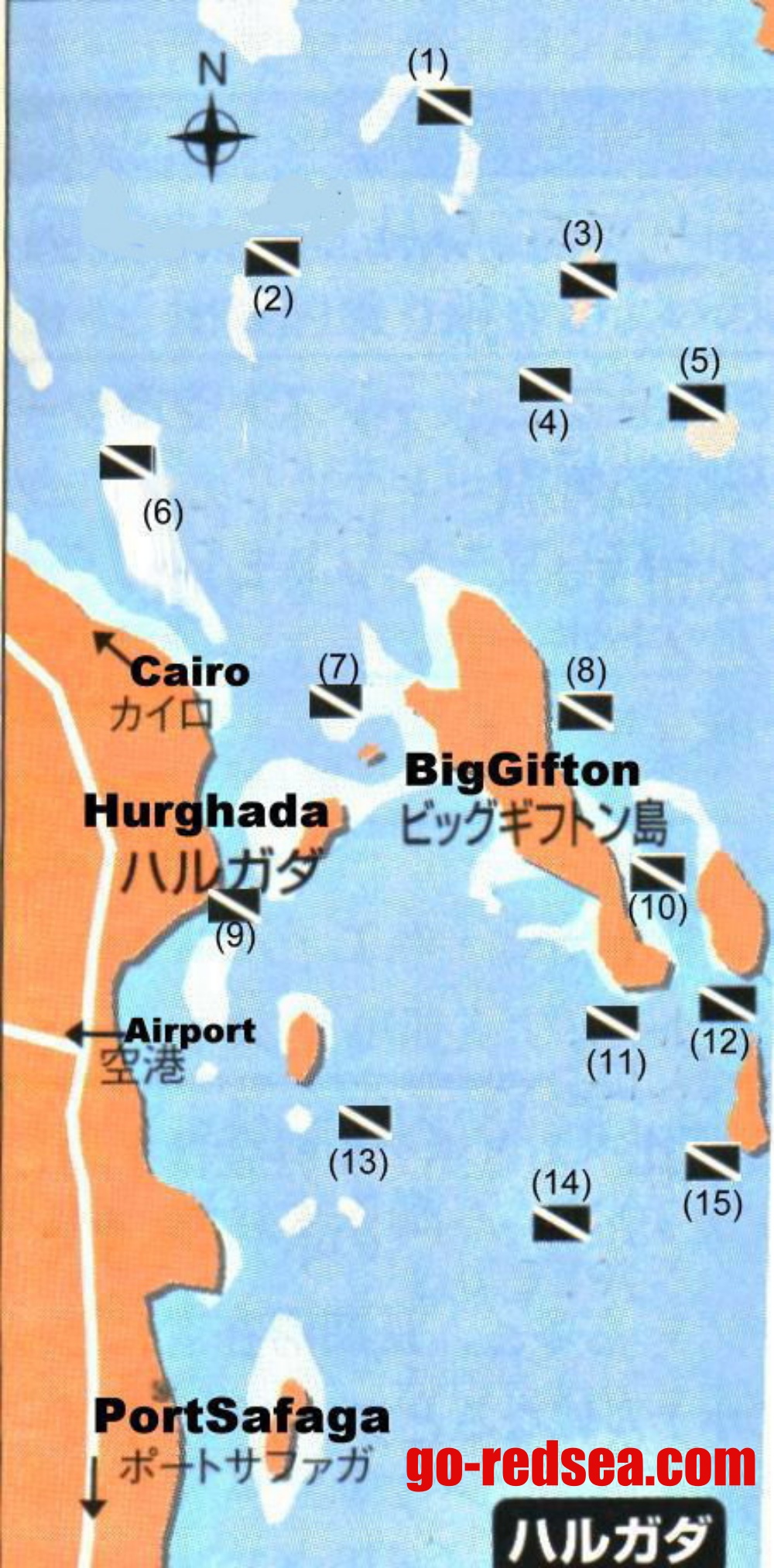 Hurghada Dive site map